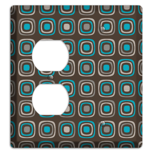 Brown and Blue Rounded Squares Duplex / Blank Wallplate