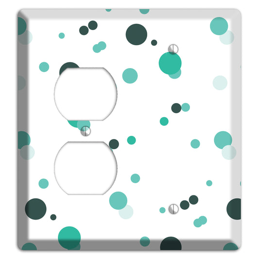 White with Multi Aqua Small Dots Duplex / Blank Wallplate