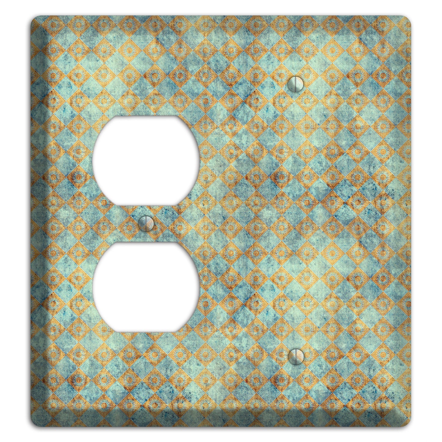 Green and Beige Diamond Circles Duplex / Blank Wallplate