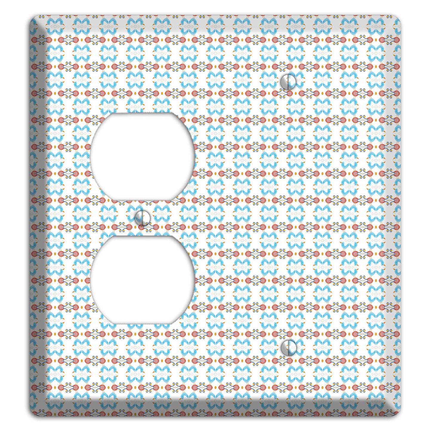 White with Blue Red Tapestry Duplex / Blank Wallplate