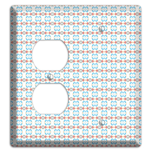 White with Blue Red Tapestry Duplex / Blank Wallplate