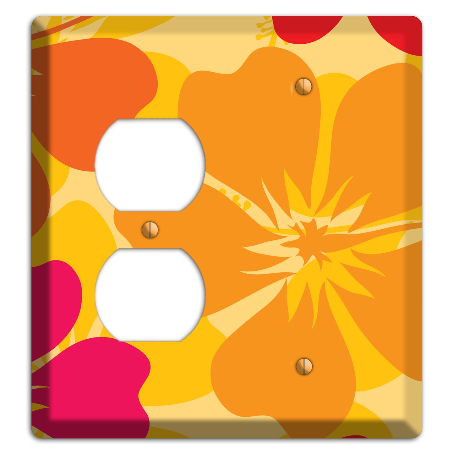 Orange Retro Flowers 2 Duplex / Blank Wallplate