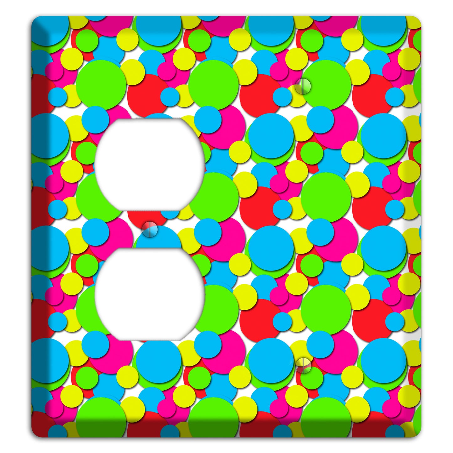 Turquoise Fuschia Lime Red Yellow Bubble Dots Duplex / Blank Wallplate