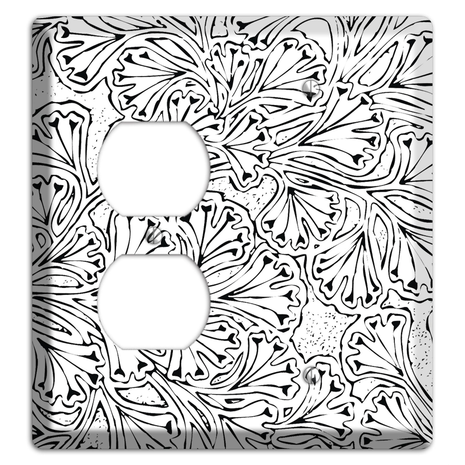 Deco White with Black Interlocking Floral Duplex / Blank Wallplate