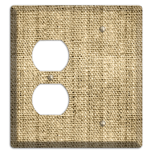 Indian Khaki Burlap Duplex / Blank Wallplate