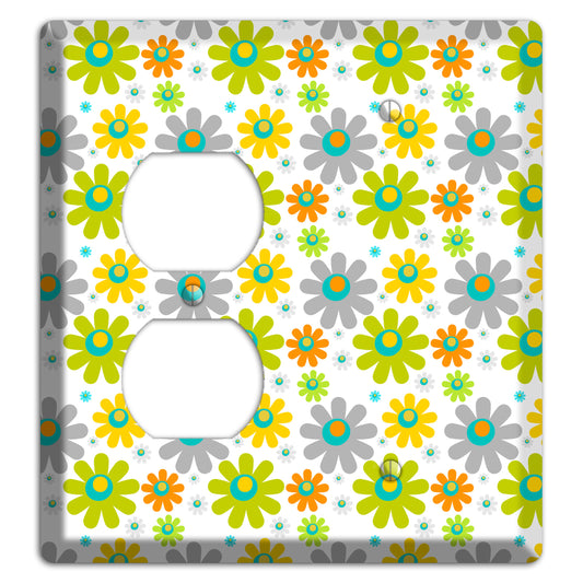 White and Yellow Flower Power Duplex / Blank Wallplate