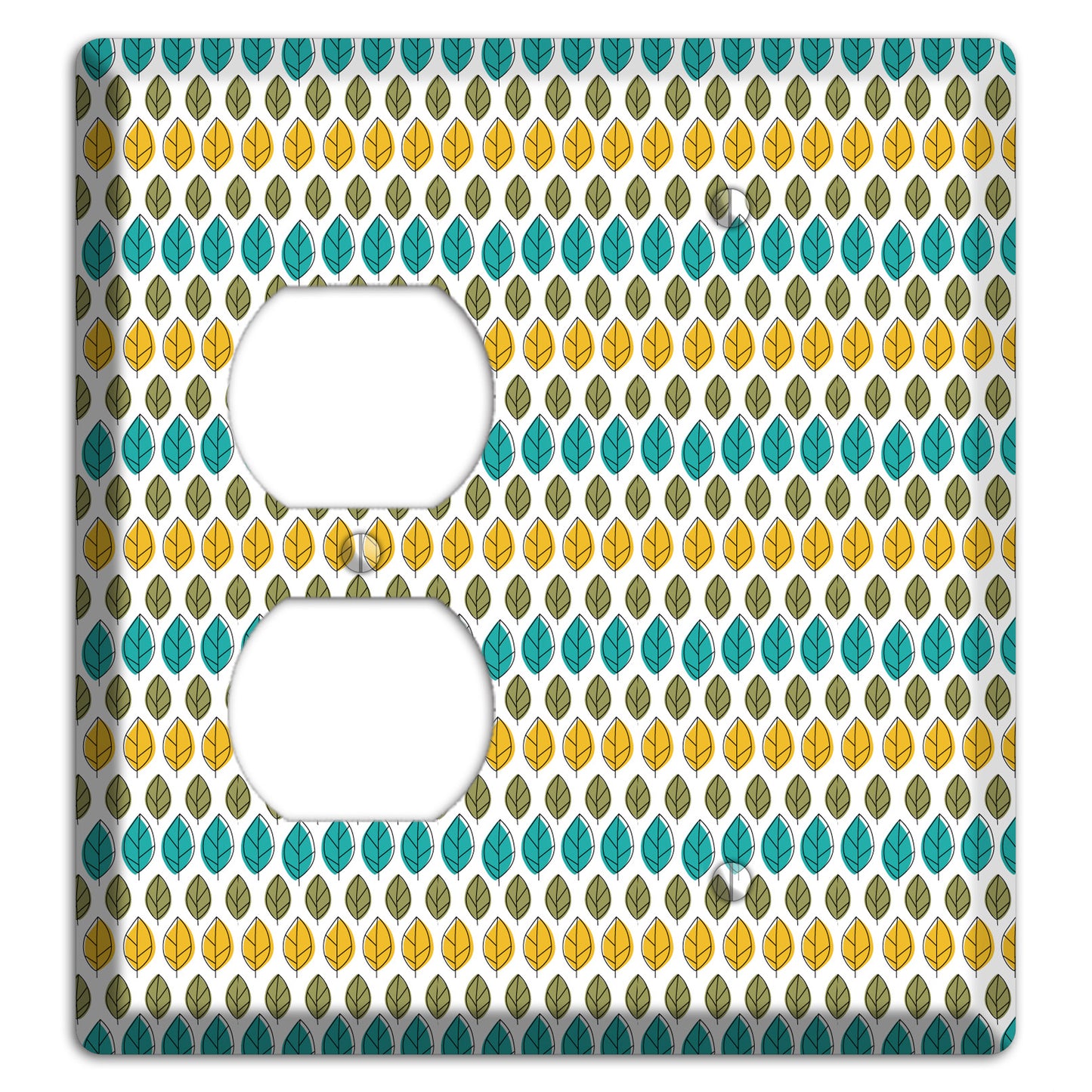 Turquoise Multi Olive Leaf Contour Duplex / Blank Wallplate