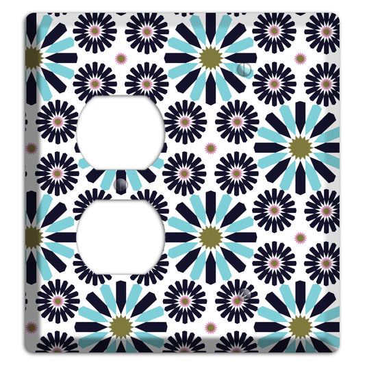 Dusty Blue and Olive Scandinavian Floral Duplex / Blank Wallplate