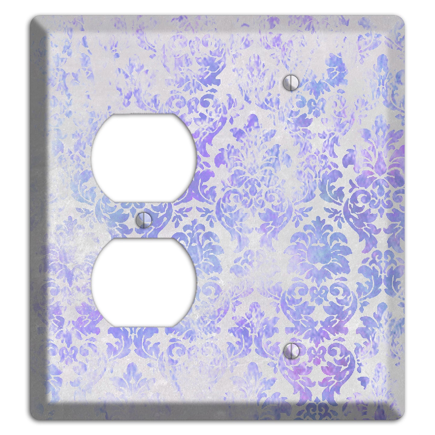 Periwinkle Gray Whimsical Damask Duplex / Blank Wallplate