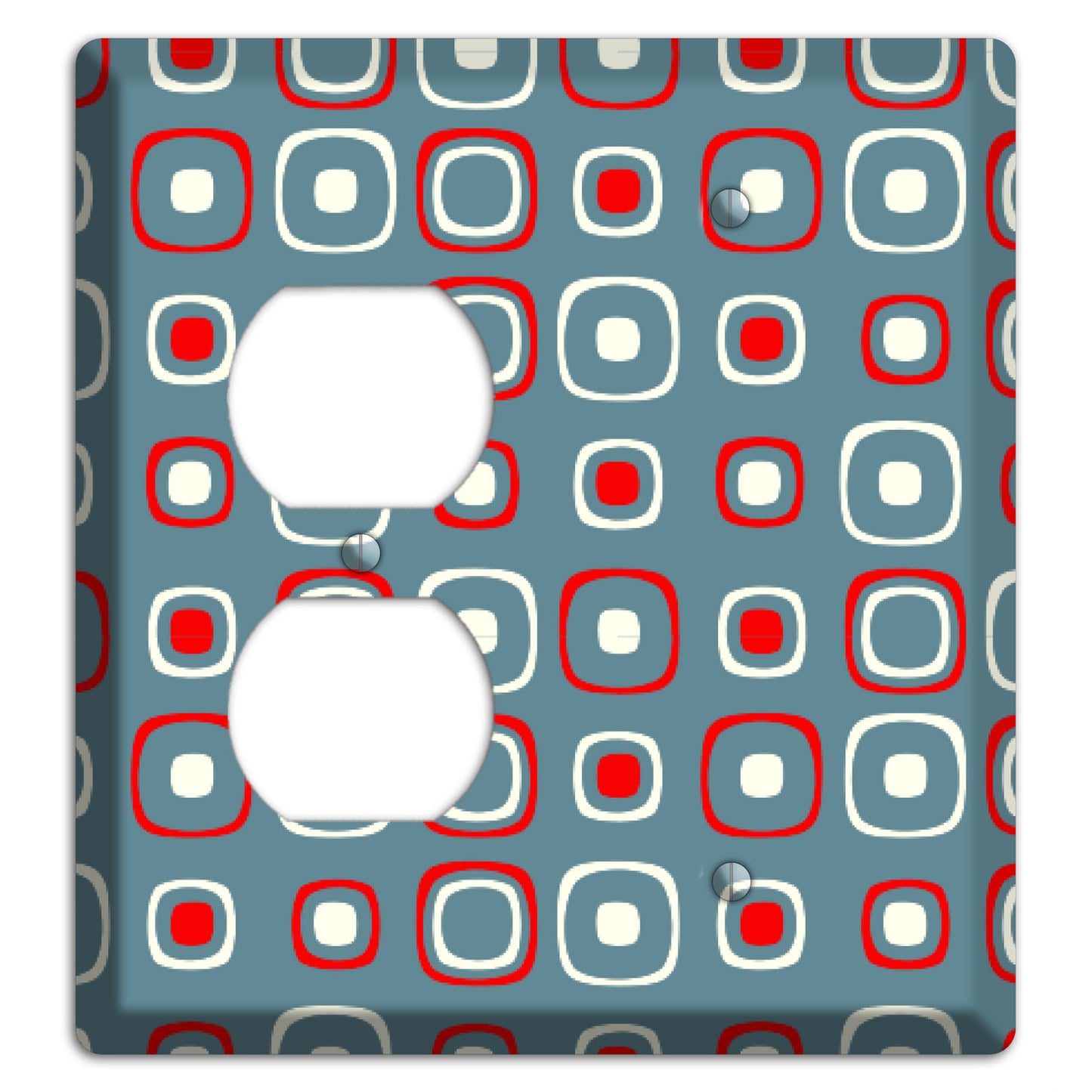 Blue and Red Rounded Squares Duplex / Blank Wallplate