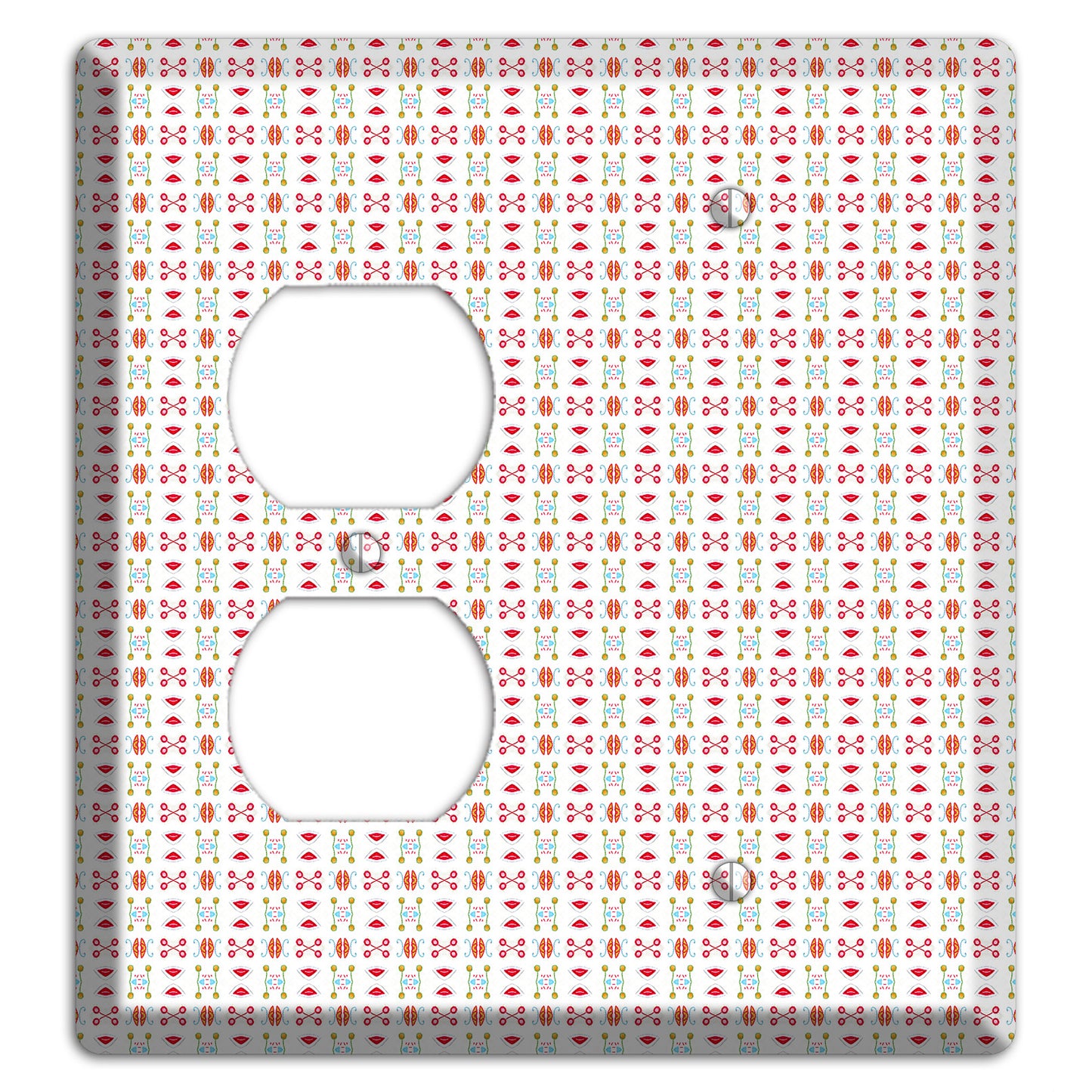 White Red Blue Olive Retro Duplex / Blank Wallplate