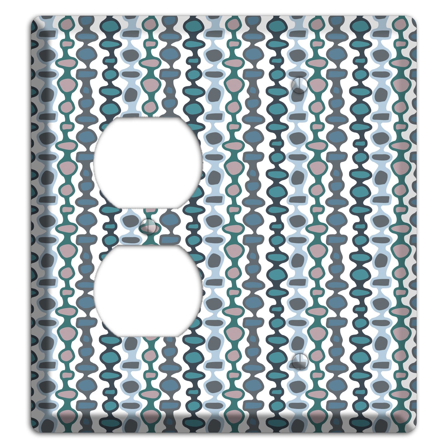 Grey and Multi Blue Bead and Reel Duplex / Blank Wallplate