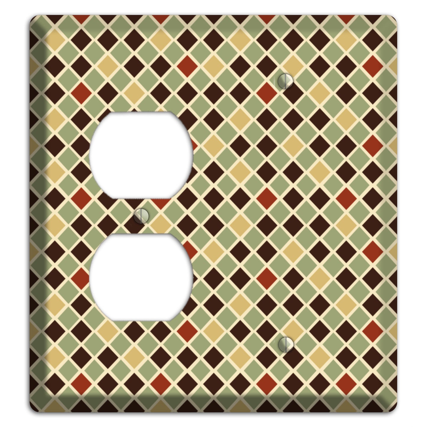 Olive Mustard Maroon Diamonds Duplex / Blank Wallplate