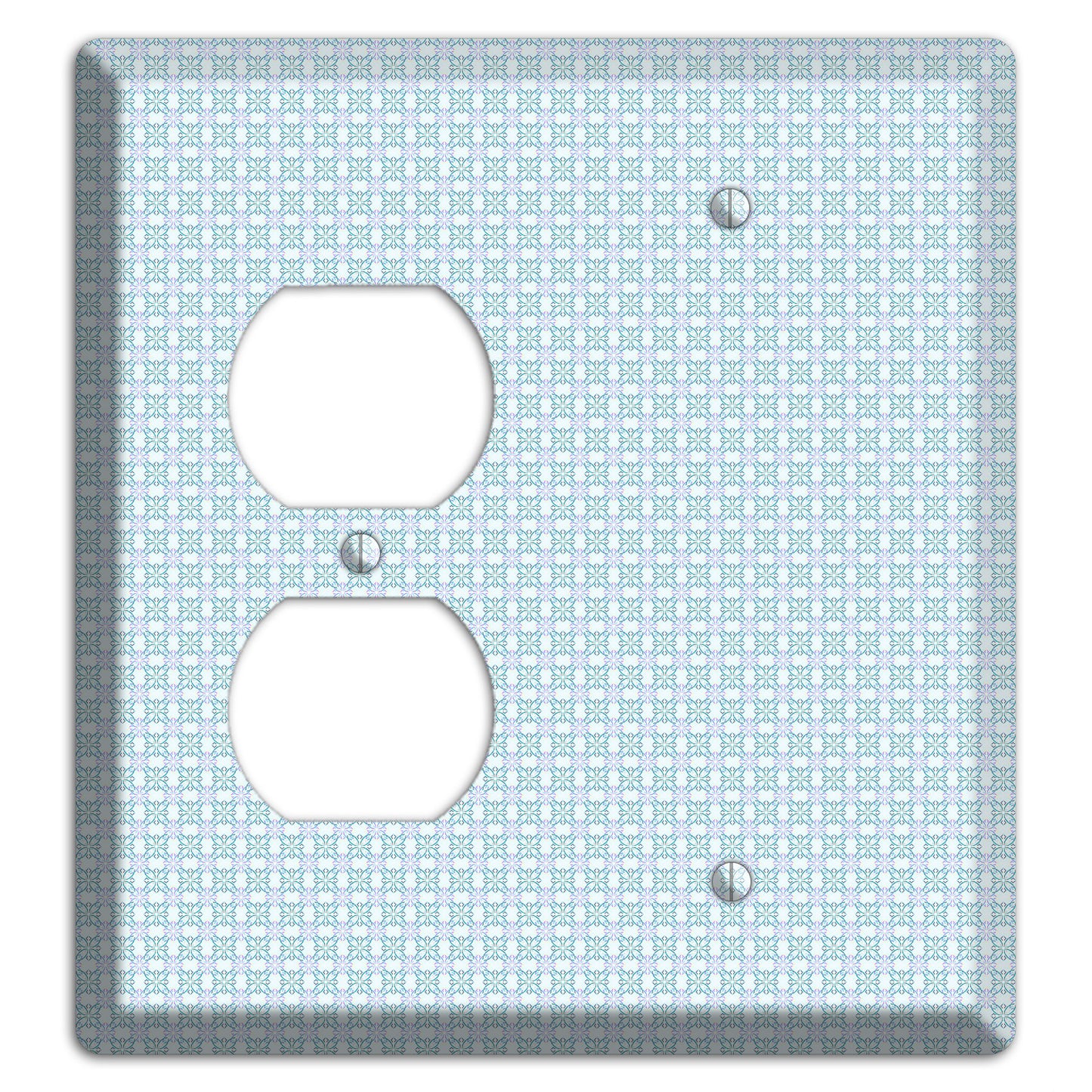 Light Blue and Lavender Tiled Tiny Arabesque Duplex / Blank Wallplate