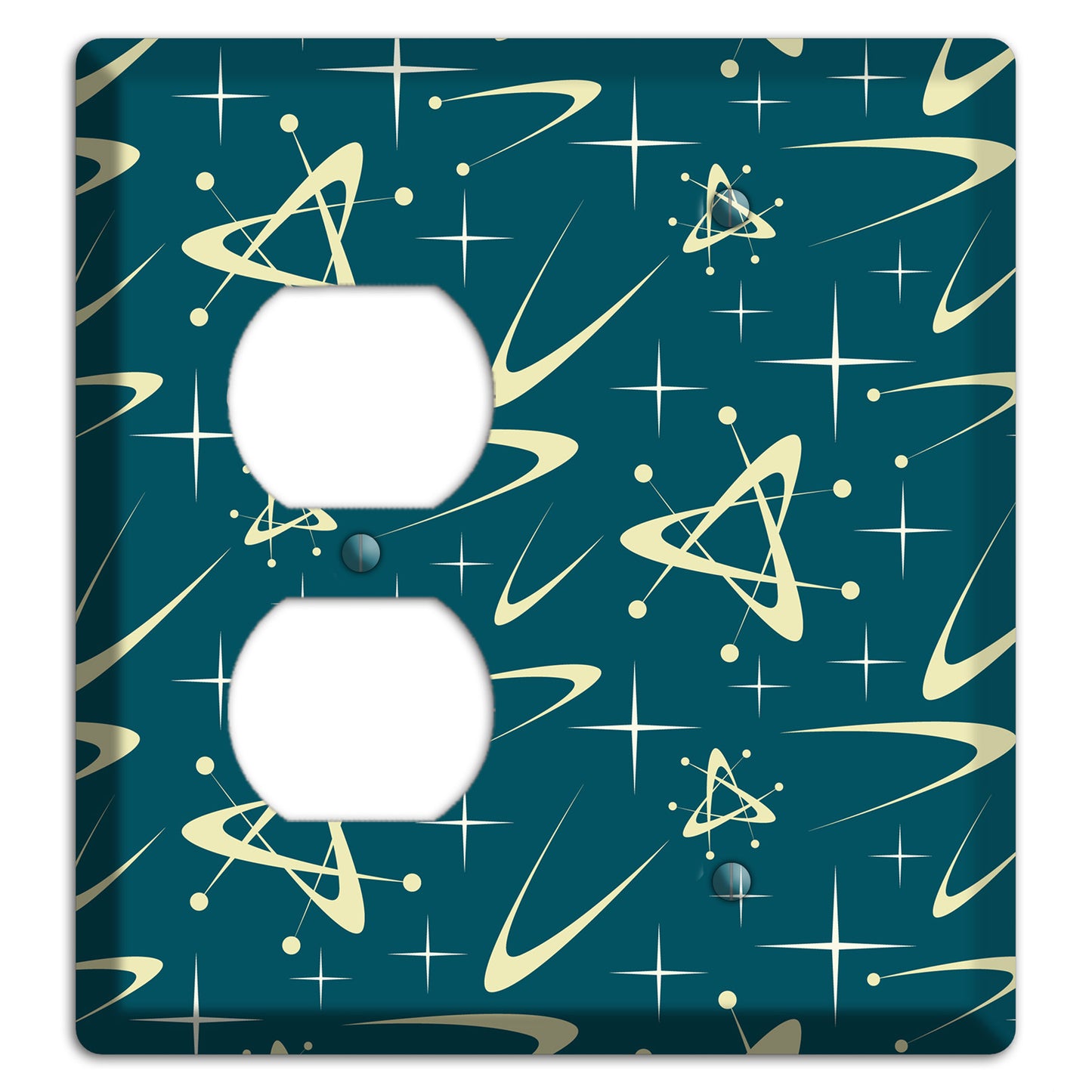 Teal and Yellow Atomic Duplex / Blank Wallplate