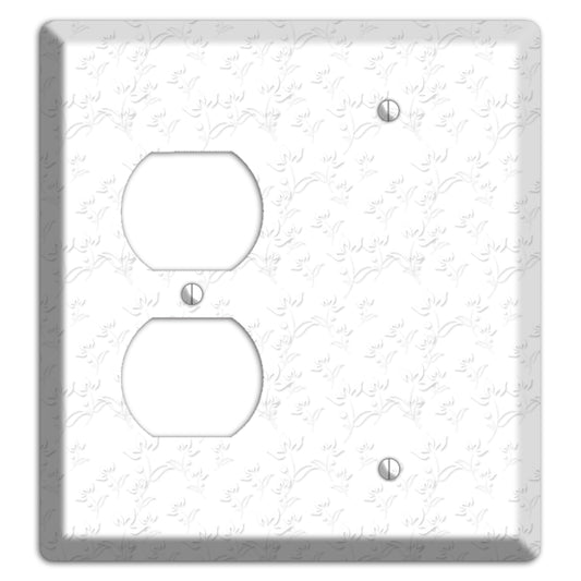 White with Grey Sprig Duplex / Blank Wallplate