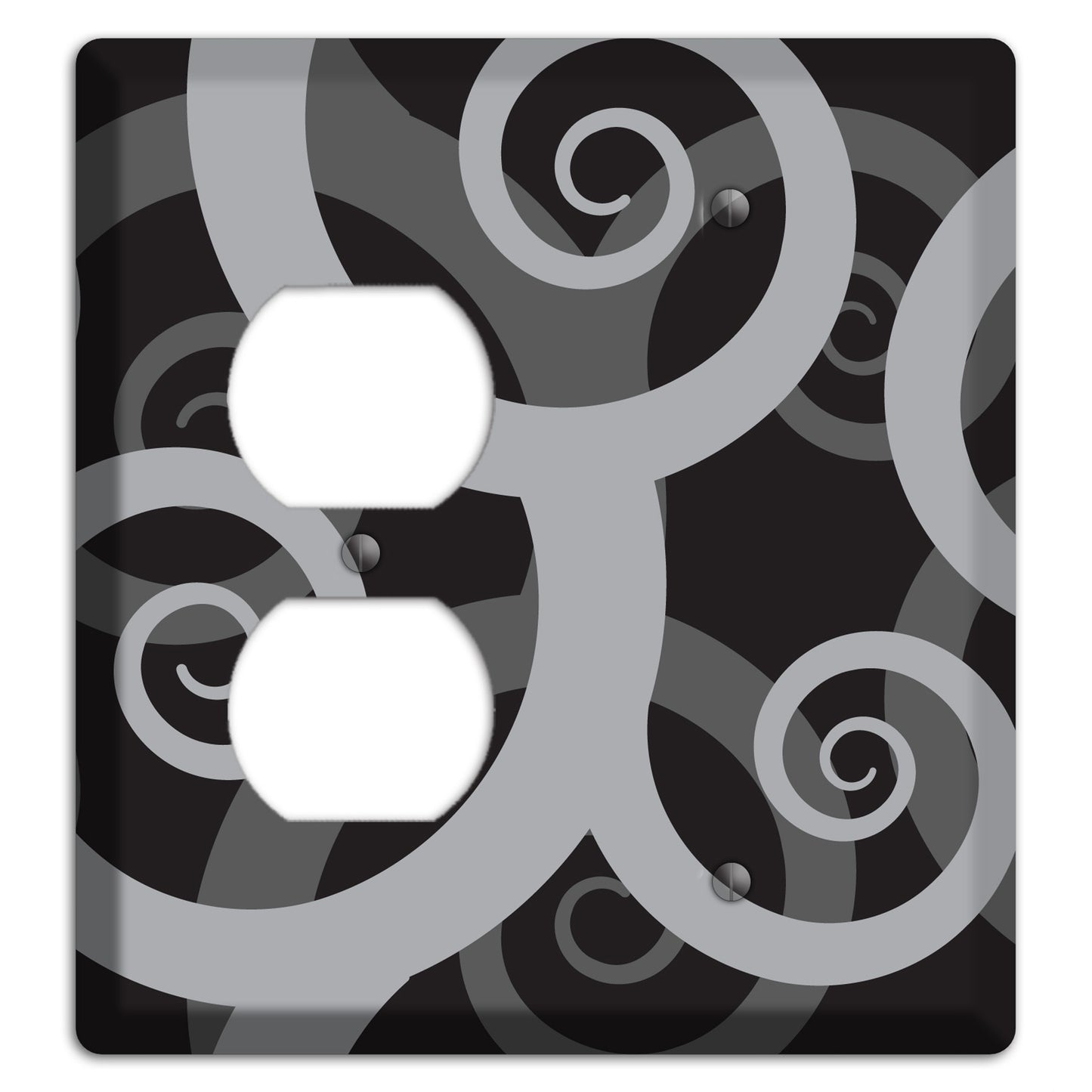 Black with Grey Large Swirl Duplex / Blank Wallplate