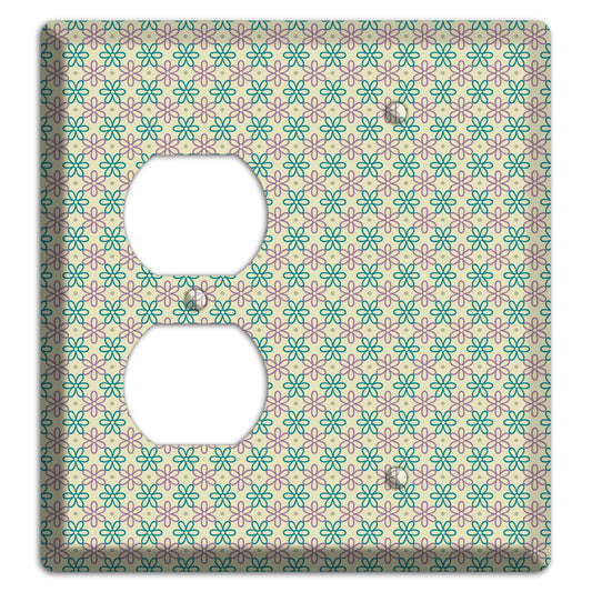 Large Green and Lavender Foulard Duplex / Blank Wallplate