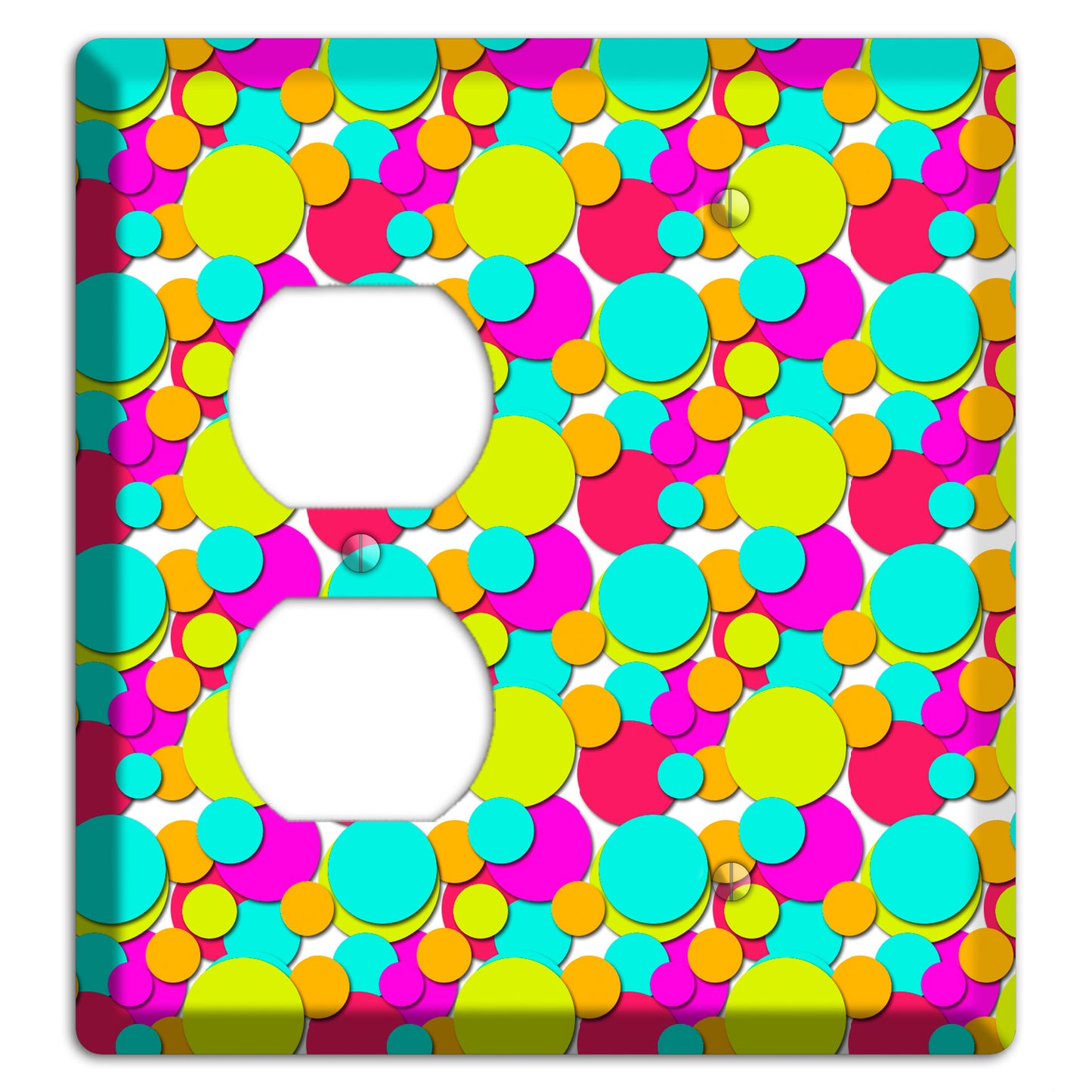 Aqua Fuschia Yellow Red Orange Bubble Dots Duplex / Blank Wallplate