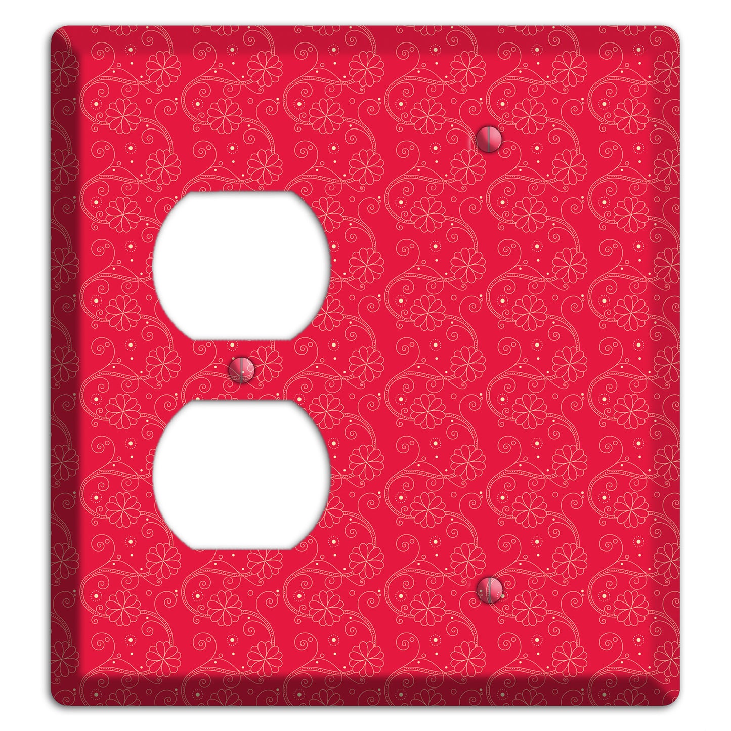 Tiny Red Floral Swirl Duplex / Blank Wallplate