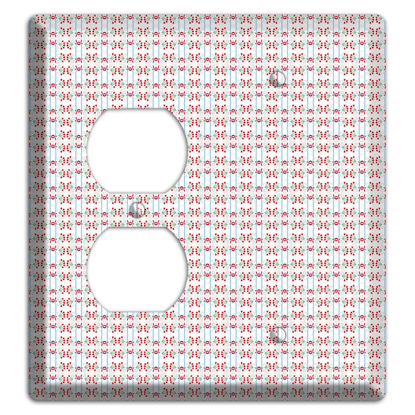 White with Red Blue Tapestry Duplex / Blank Wallplate