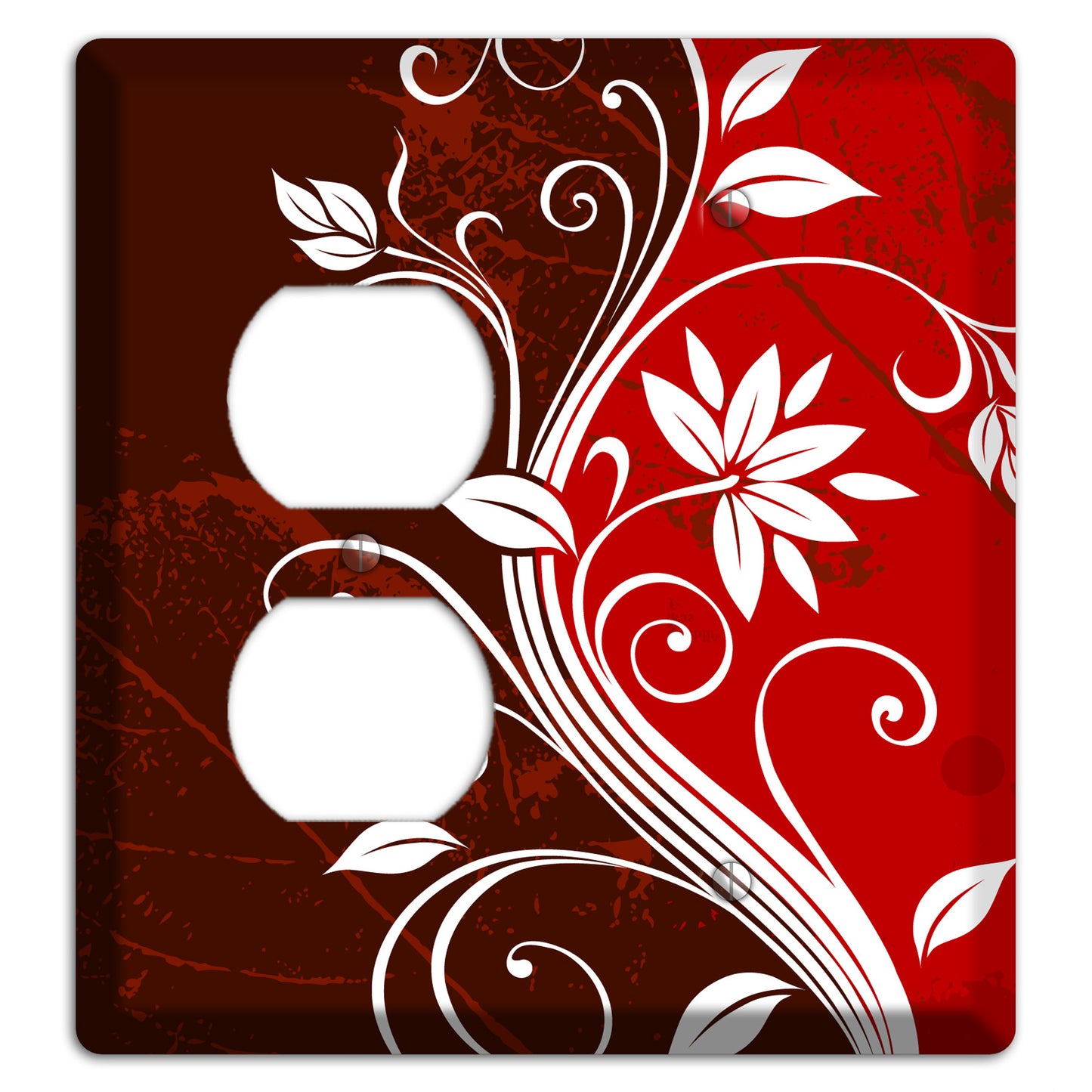 Burgundy and Red Deco Floral Duplex / Blank Wallplate