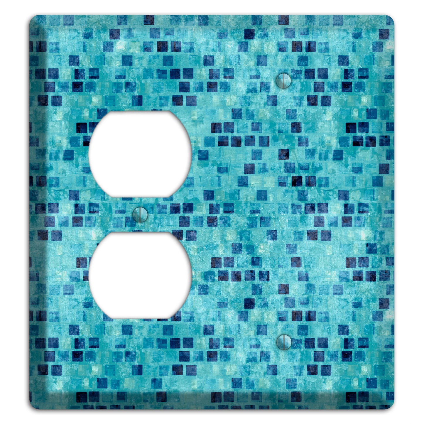 Turquoise Grunge Tile Duplex / Blank Wallplate