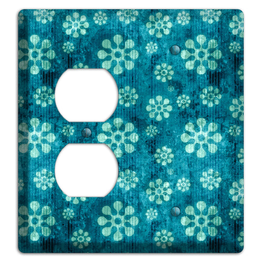 Turquoise Grunge Floral Duplex / Blank Wallplate