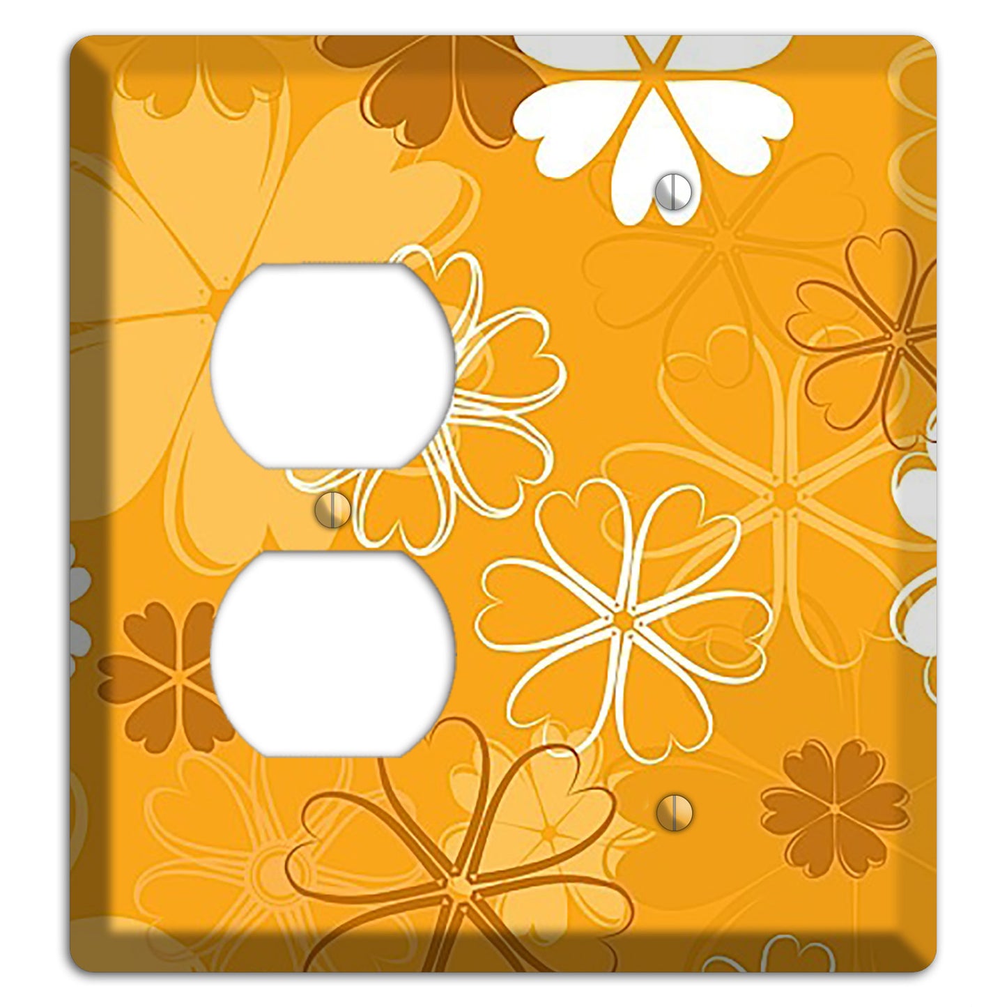 Orange Retro Flowers Duplex / Blank Wallplate