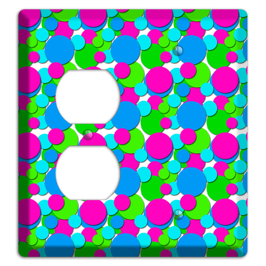 Fuschia Lime Blue Bubble Dots Duplex / Blank Wallplate