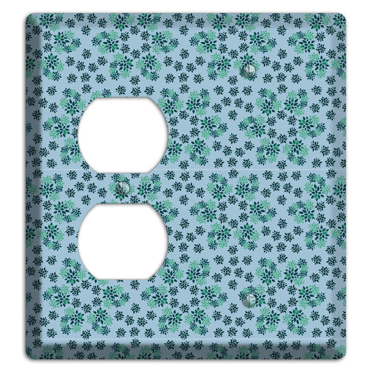 Blue with Multi Green Calico Duplex / Blank Wallplate