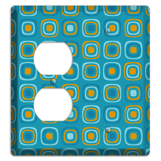 Teal and Mustard Rounded Squares Duplex / Blank Wallplate