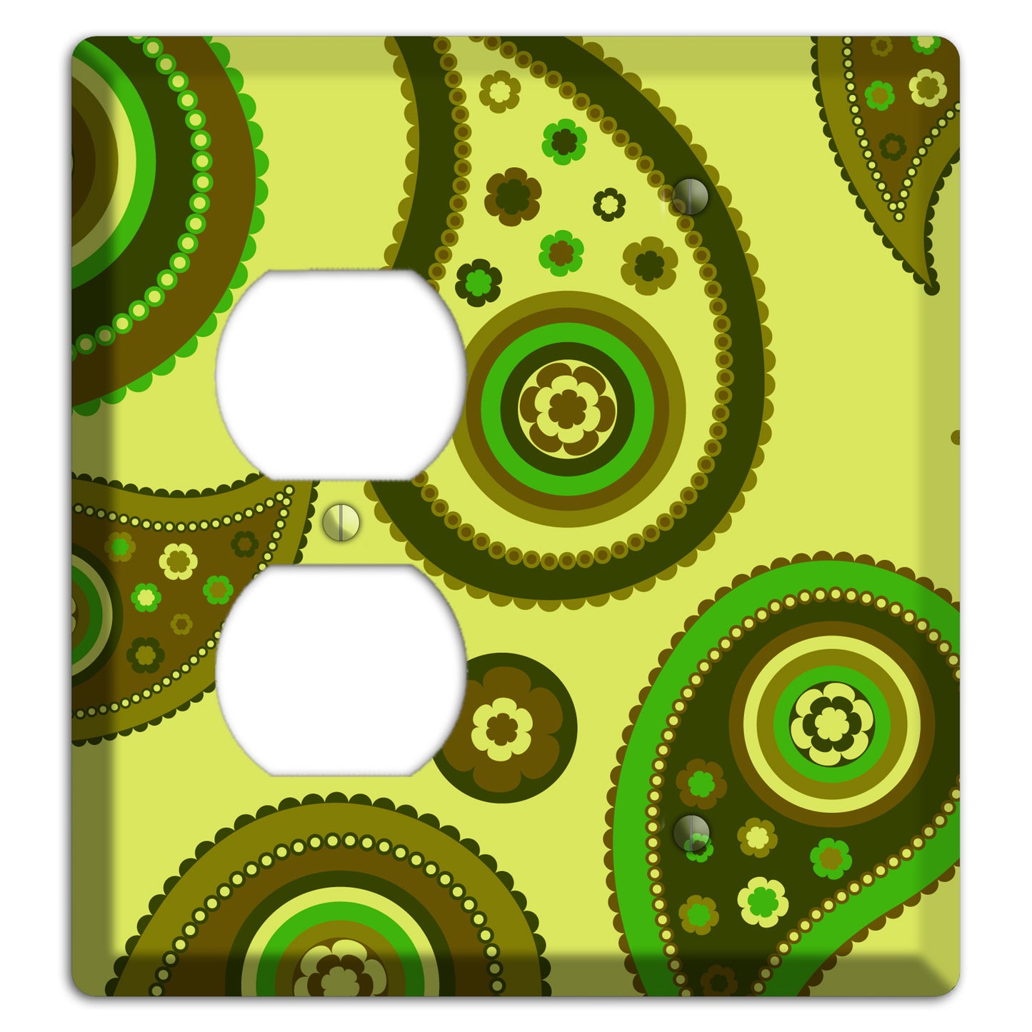 Bright Green Paisley Duplex / Blank Wallplate