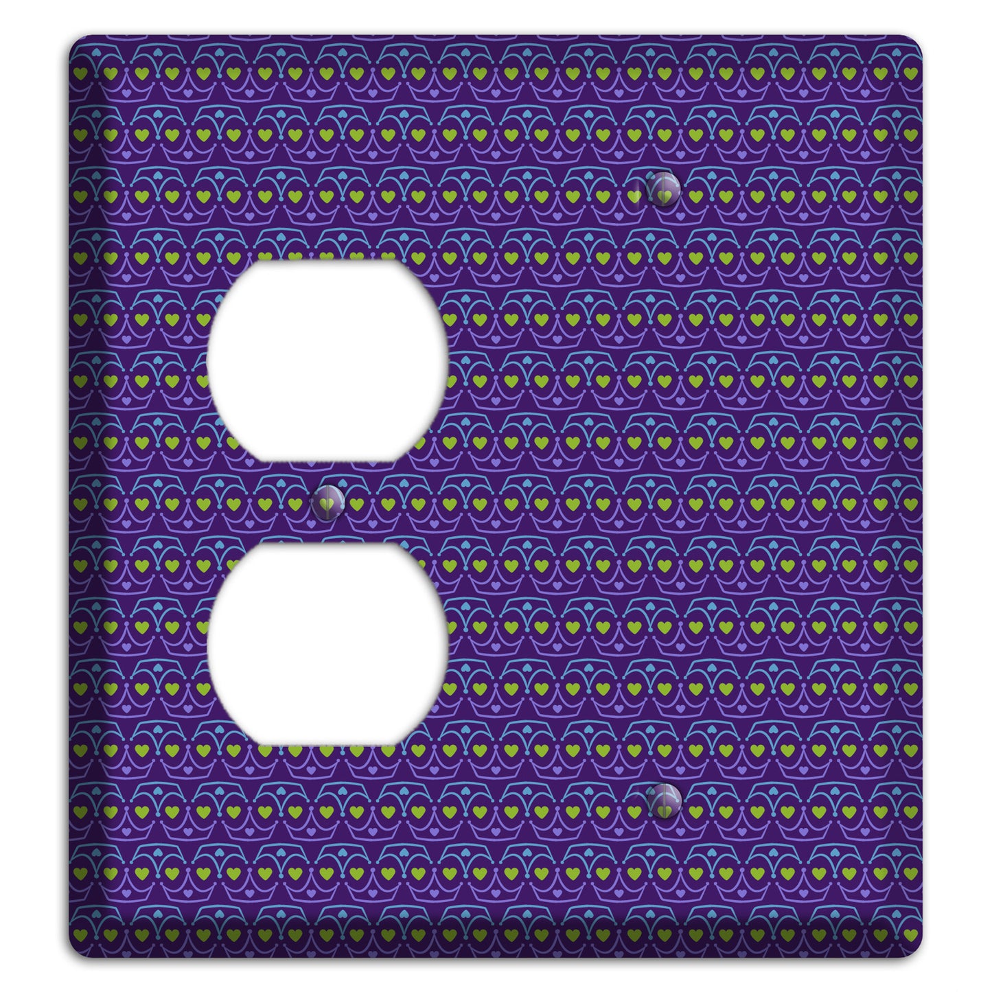 Purple Blue and Green Geometric Hearts Duplex / Blank Wallplate