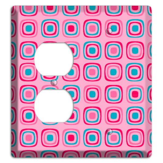 Pink and Blue Rounded Squares Duplex / Blank Wallplate