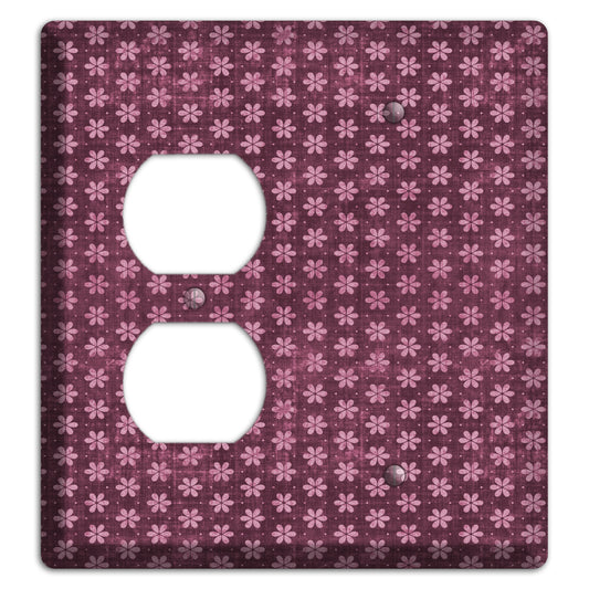 Burgundy Grunge Floral Contour Duplex / Blank Wallplate