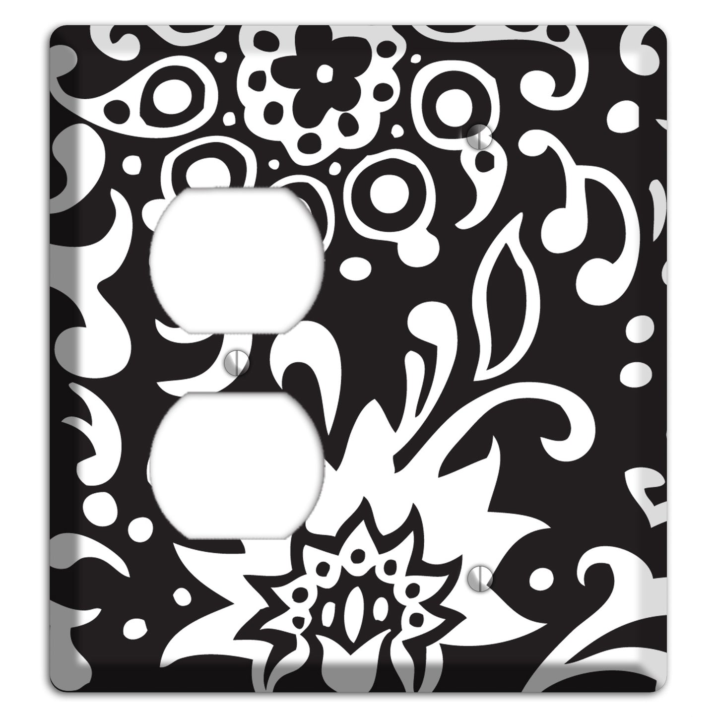 Black with White Boteh Duplex / Blank Wallplate