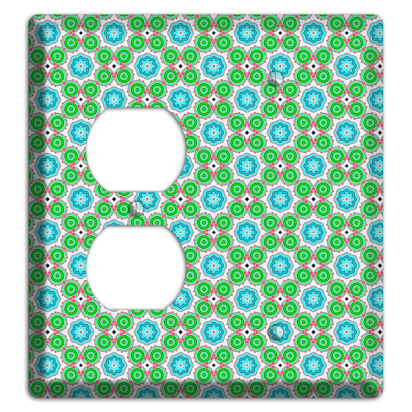 Green and Blue Foulard Duplex / Blank Wallplate