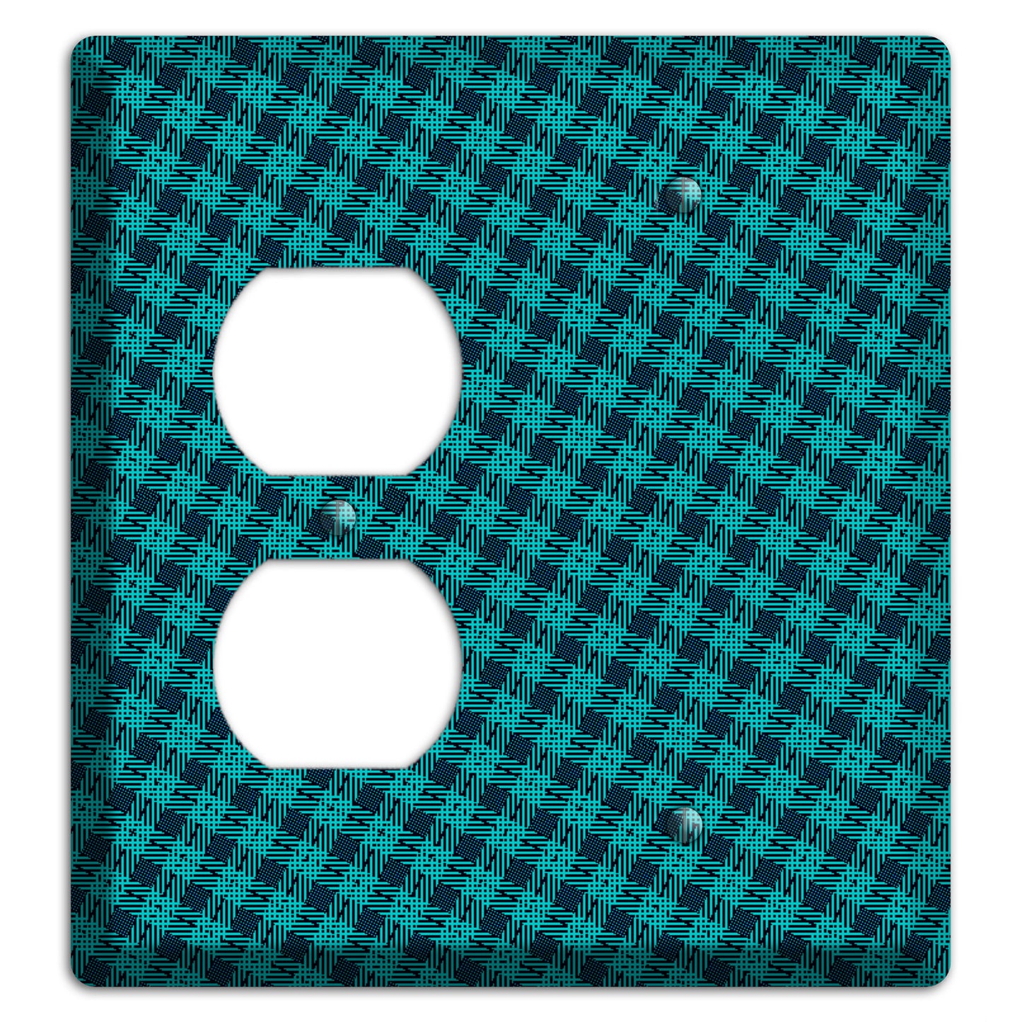 Turquoise Diamond Plaid Duplex / Blank Wallplate