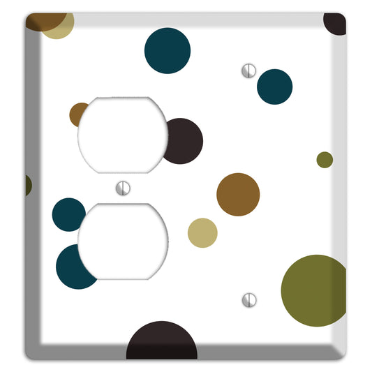 White With Multi Blue and Brown Medium Dots Duplex / Blank Wallplate