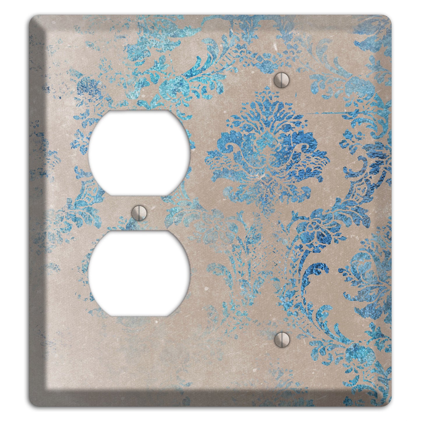 Pewter Whimsical Damask Duplex / Blank Wallplate