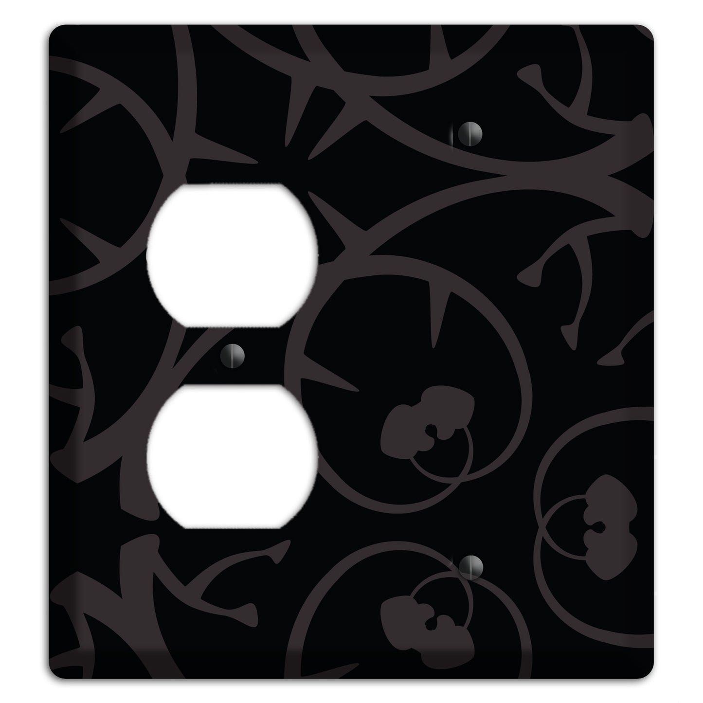 Black with Grey Abstract Swirl Duplex / Blank Wallplate