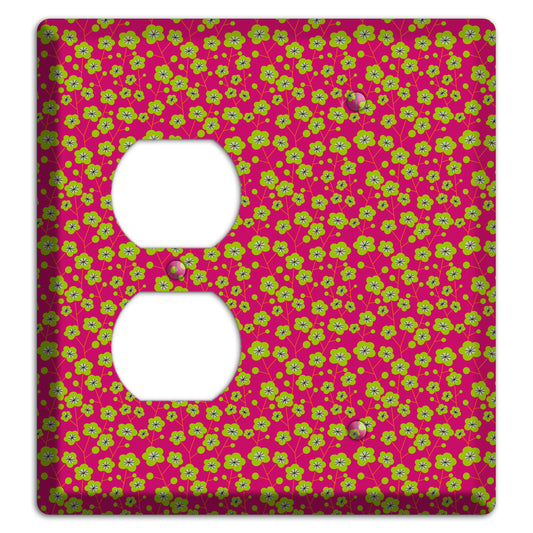 Fuschia and Yellow Calico Duplex / Blank Wallplate