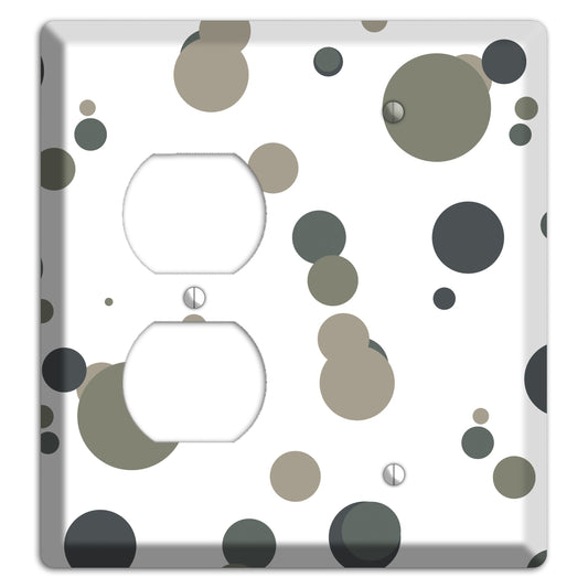 White with Multi Grey Medium Dots Duplex / Blank Wallplate