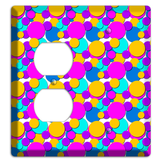 Orange Turquoise Fuschia Blue Bubble Dots Duplex / Blank Wallplate