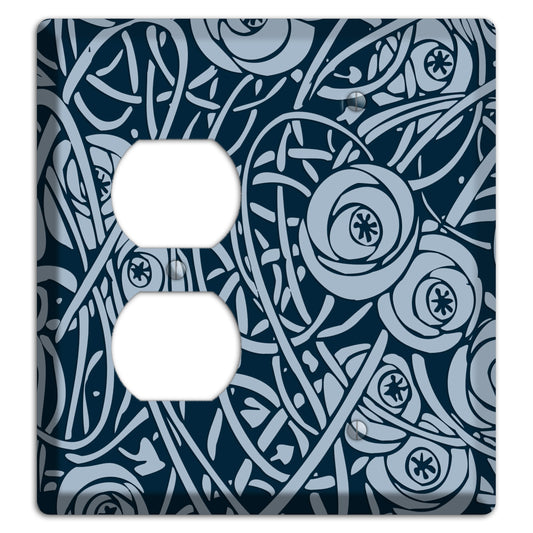 Navy Abstract Floral Duplex / Blank Wallplate