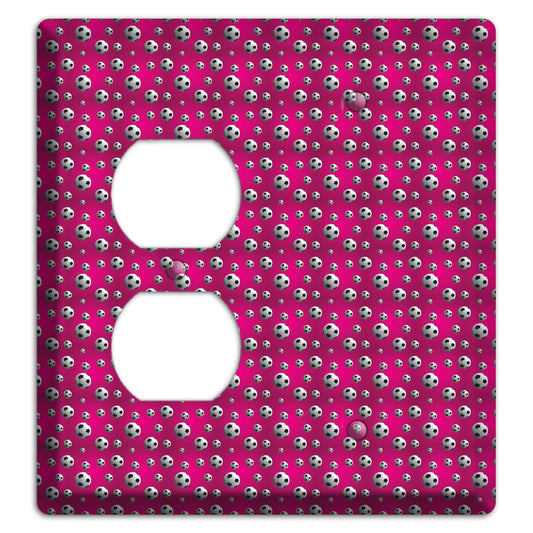 Fuschia with Soccer Balls Duplex / Blank Wallplate