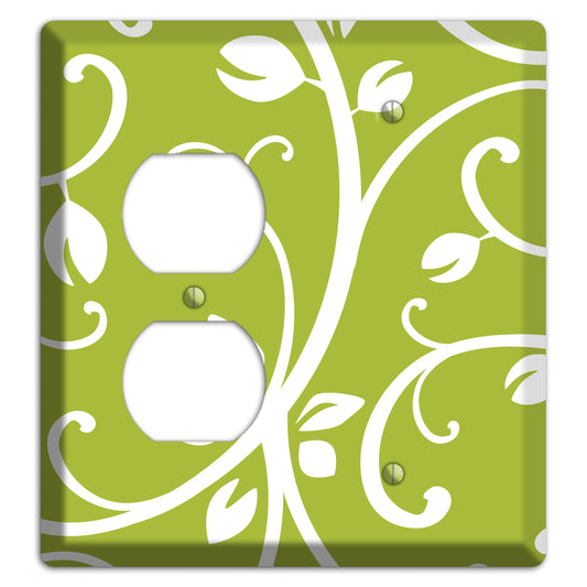 Green Bud Sprig Duplex / Blank Wallplate