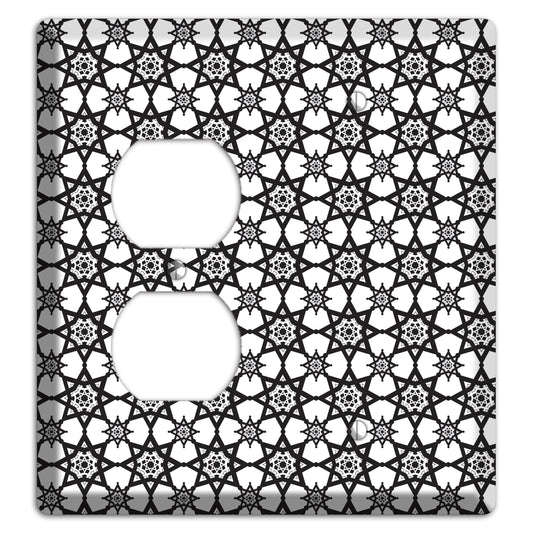 White and Black Arabesque Duplex / Blank Wallplate