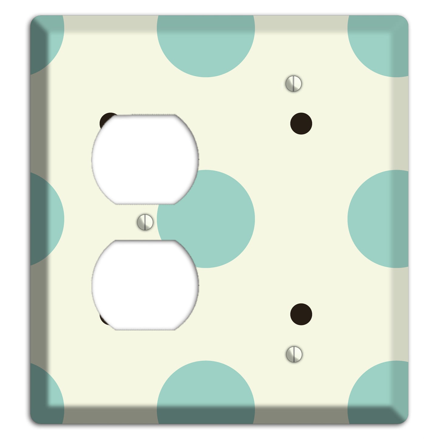 Soft Green with Aqua and Black Multi Tiled Medium Dots Duplex / Blank Wallplate